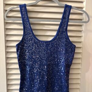 Small blue tank by express with sequins
